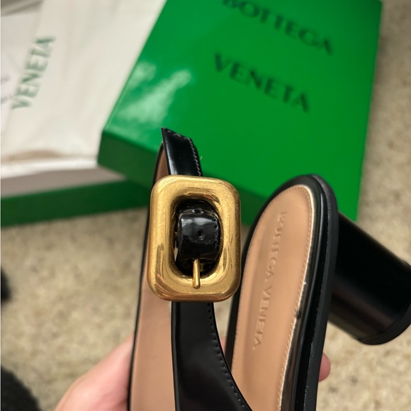 Bottega Veneta Black Sandals with Gold Accents - Picture 8 of 10